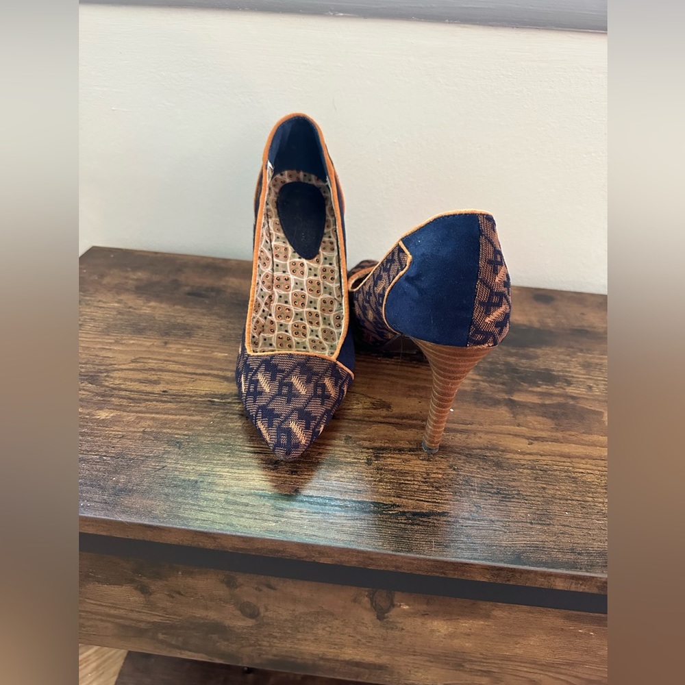 Ruby Shoo Navy/Orange Geometric Pattern U.S. Size… - image 6